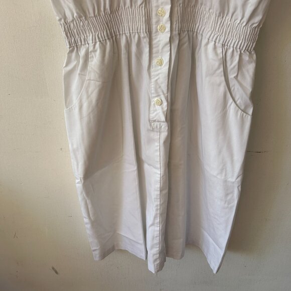 Elan VTG Nursing Uniform Dress Womens Large White Pockets Elastic Waist Buttons - Picture 3 of 6
